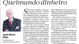 Queimando o dinheiro do Povo - Artigo O Popular 10.01.17